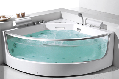 Glass front panel massage bathtub FC-253