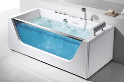 Glass front panel massage bathtub FC-252