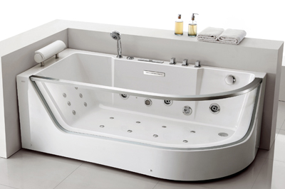 Glass front panel massage bathtub FC-254